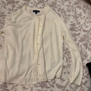 Karen Scott Women's Cream Button-Up Cardigan